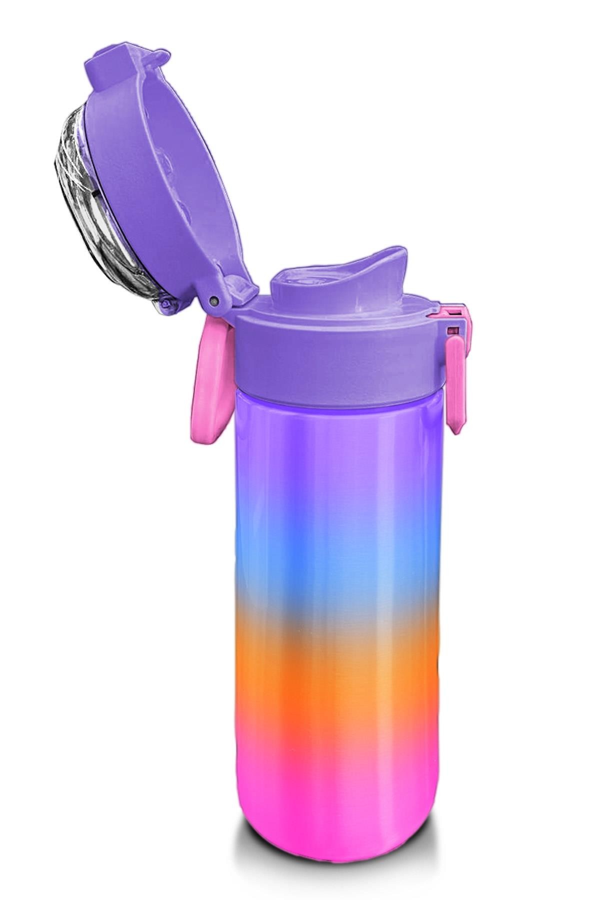 Coral High Kids Renk Geçişli Desenli Pipetli ve Direkt İçim Çelik Termos 500 ml 31875