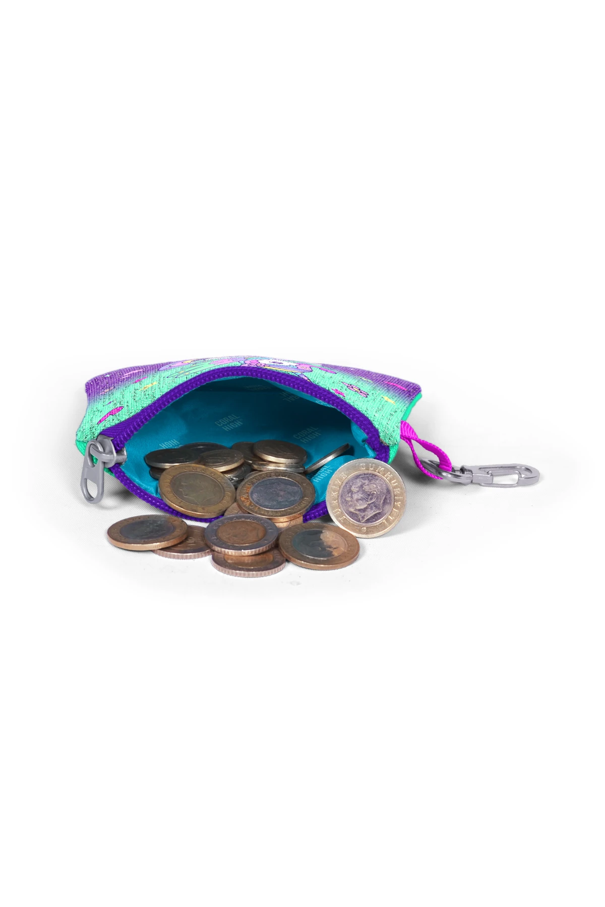 Coral High Kids Mor Su Yeşili Unicorn Desenli Bozuk Para Çantası 21869