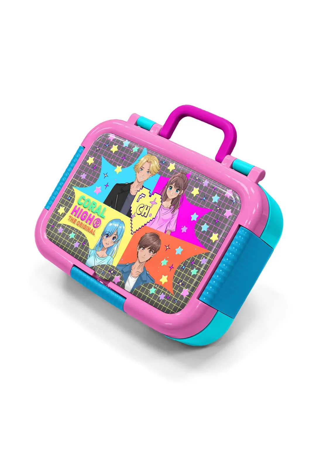 Coral High Kids Gray Blue Pink Anime Patterned Stainless Steel