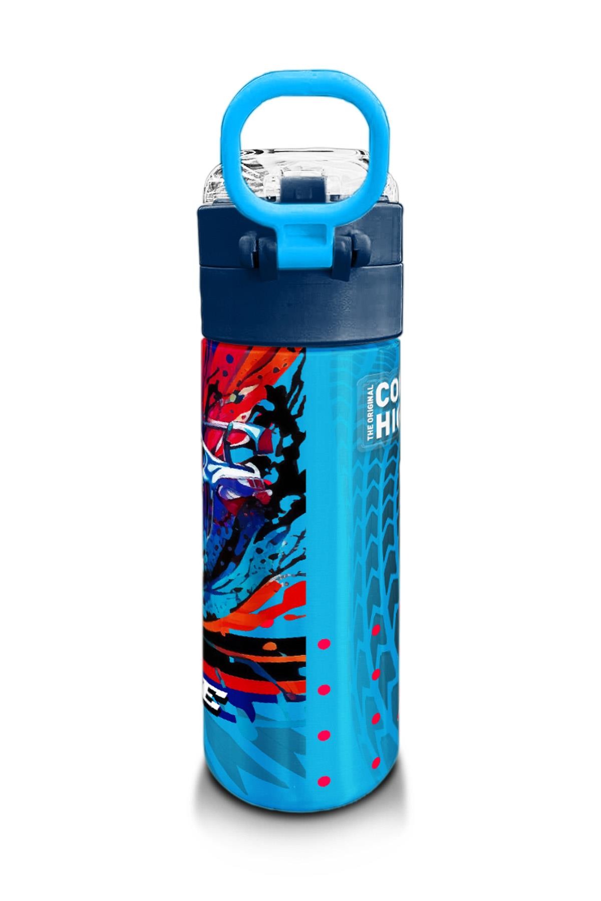 Coral High Kids Gri Mavi Yarış Arabası Desenli Pipetli ve Direkt İçim Çelik Termos 500 ml 31815