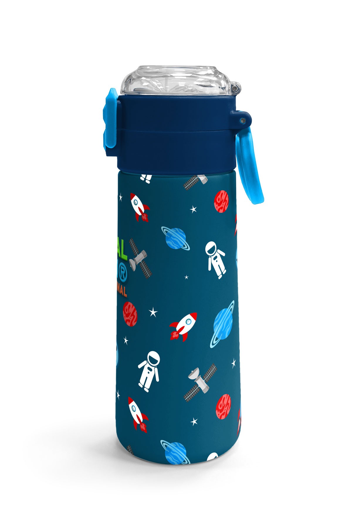 Coral High Kids Çivit Kırmızı Uzay Desenli Pipetli ve Direkt İçim Çelik Termos 500 ml 31908