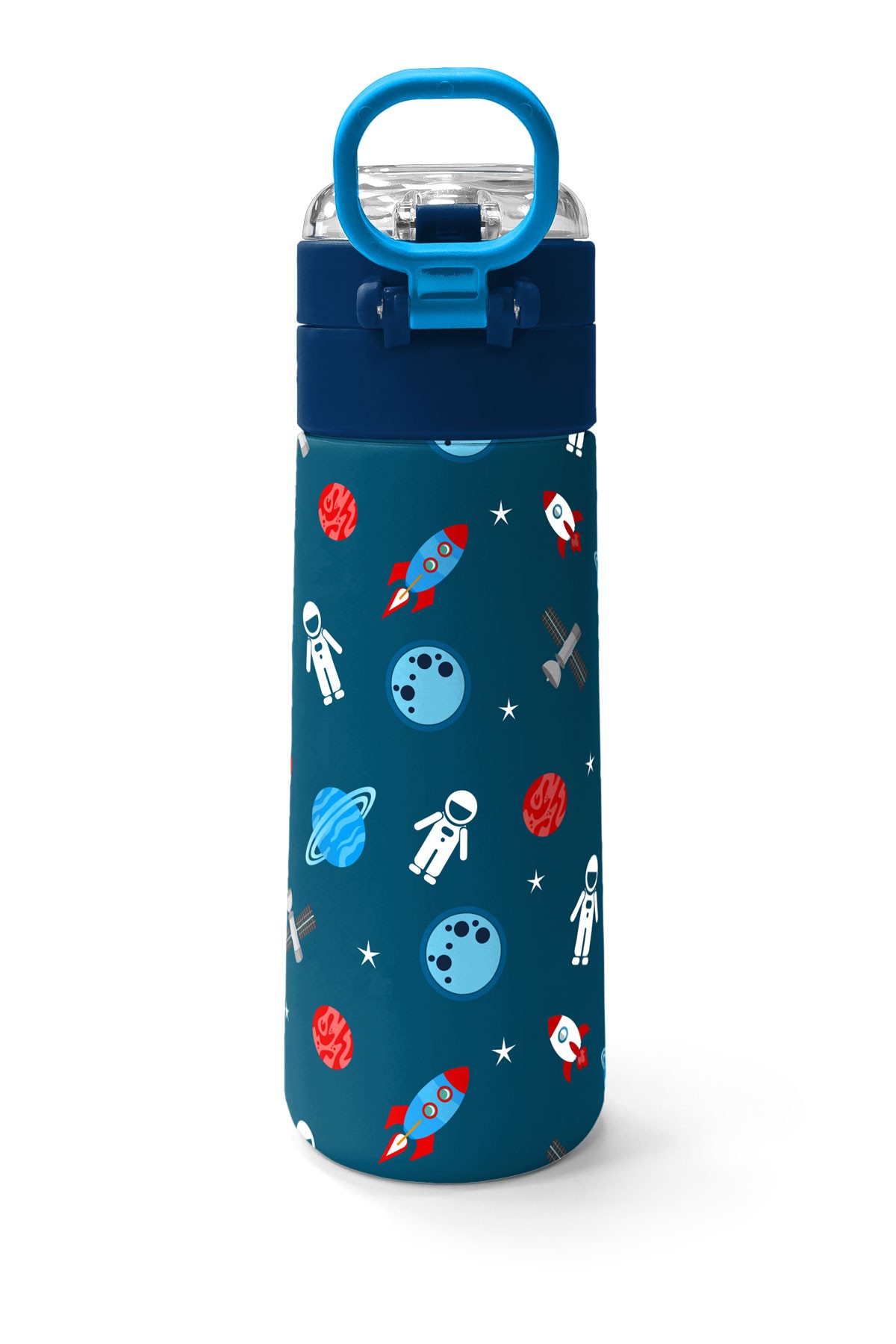 Coral High Kids Çivit Kırmızı Uzay Desenli Pipetli ve Direkt İçim Çelik Termos 500 ml 31908