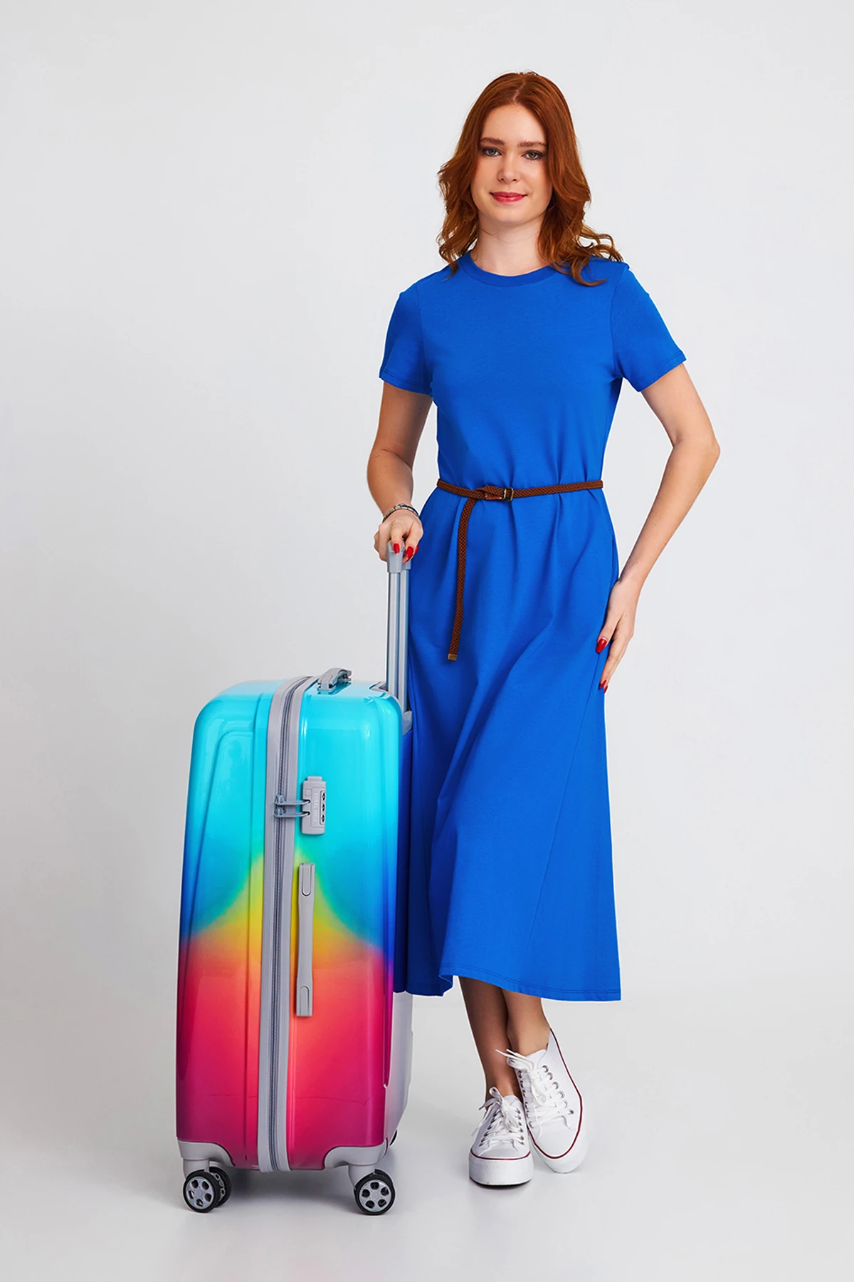 Coral High Renkli Desenli PC Büyük Boy Valiz (70cm) 16823