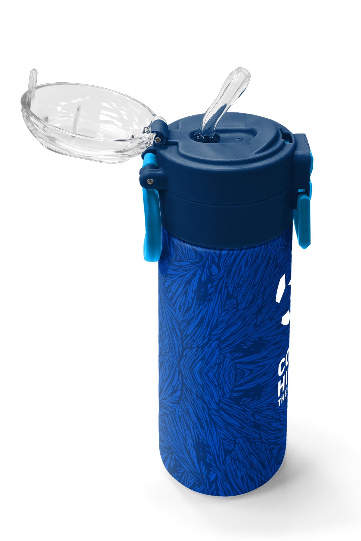 Coral High Kids Lacivert Saks Futbol Desenli Pipetli ve Direkt İçim Çelik Termos 500 ml 31897