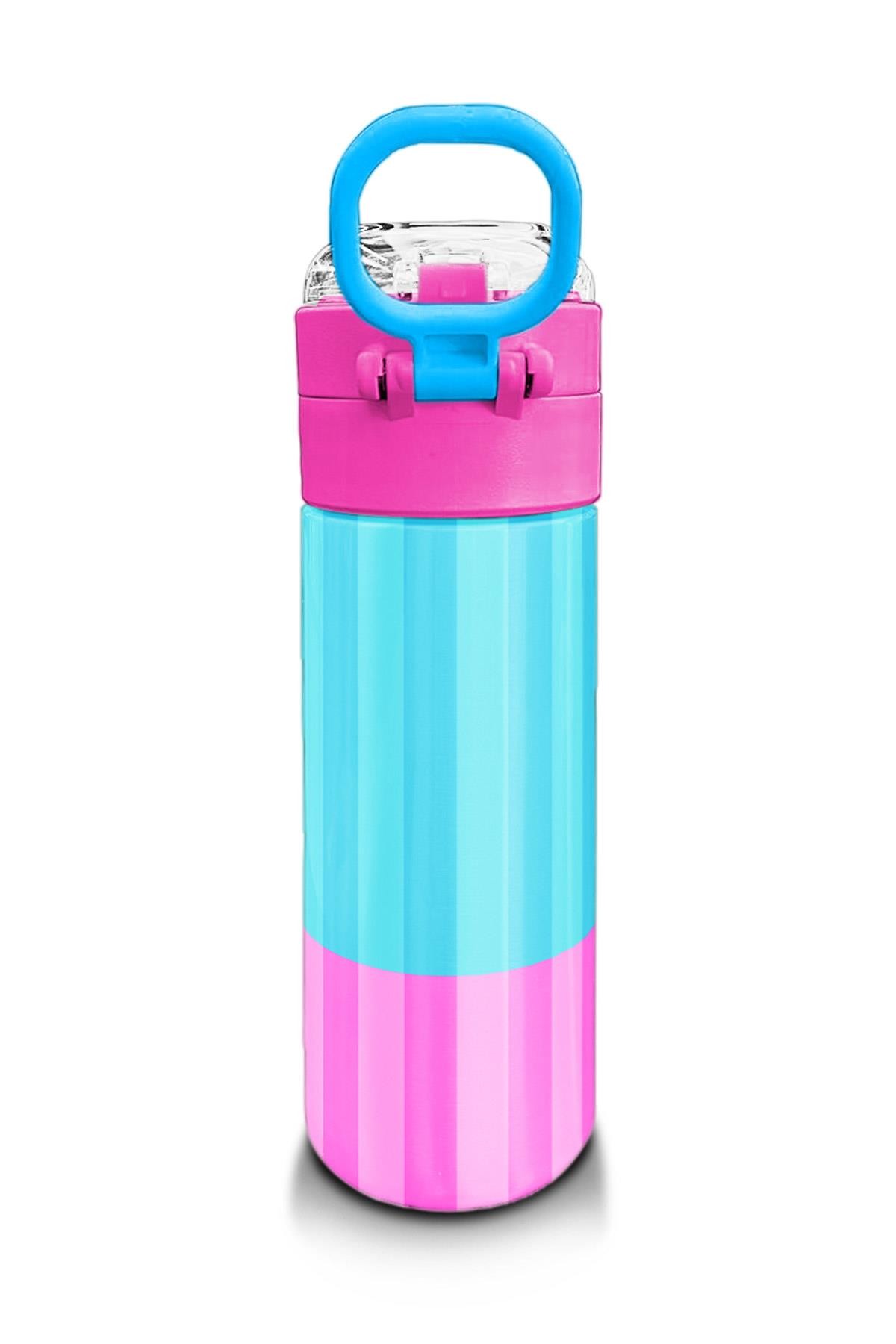Coral High Kids Renkli Çizgili Desenli Pipetli ve Direkt İçim Çelik Termos 500 ml 31987