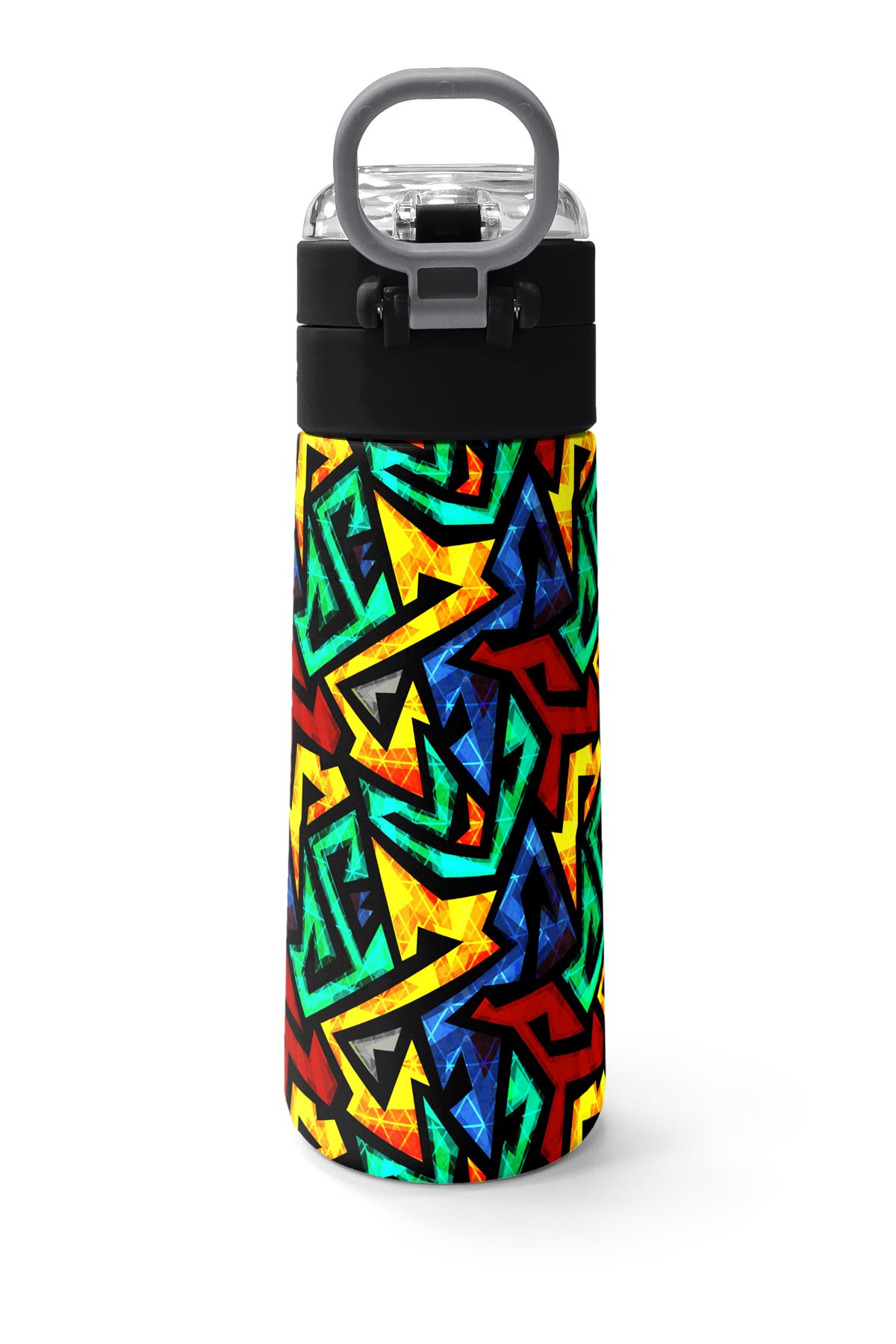 Coral High Kids Siyah Grafiti Desenli Pipetli ve Direkt İçim Çelik Termos 500 ml 31847