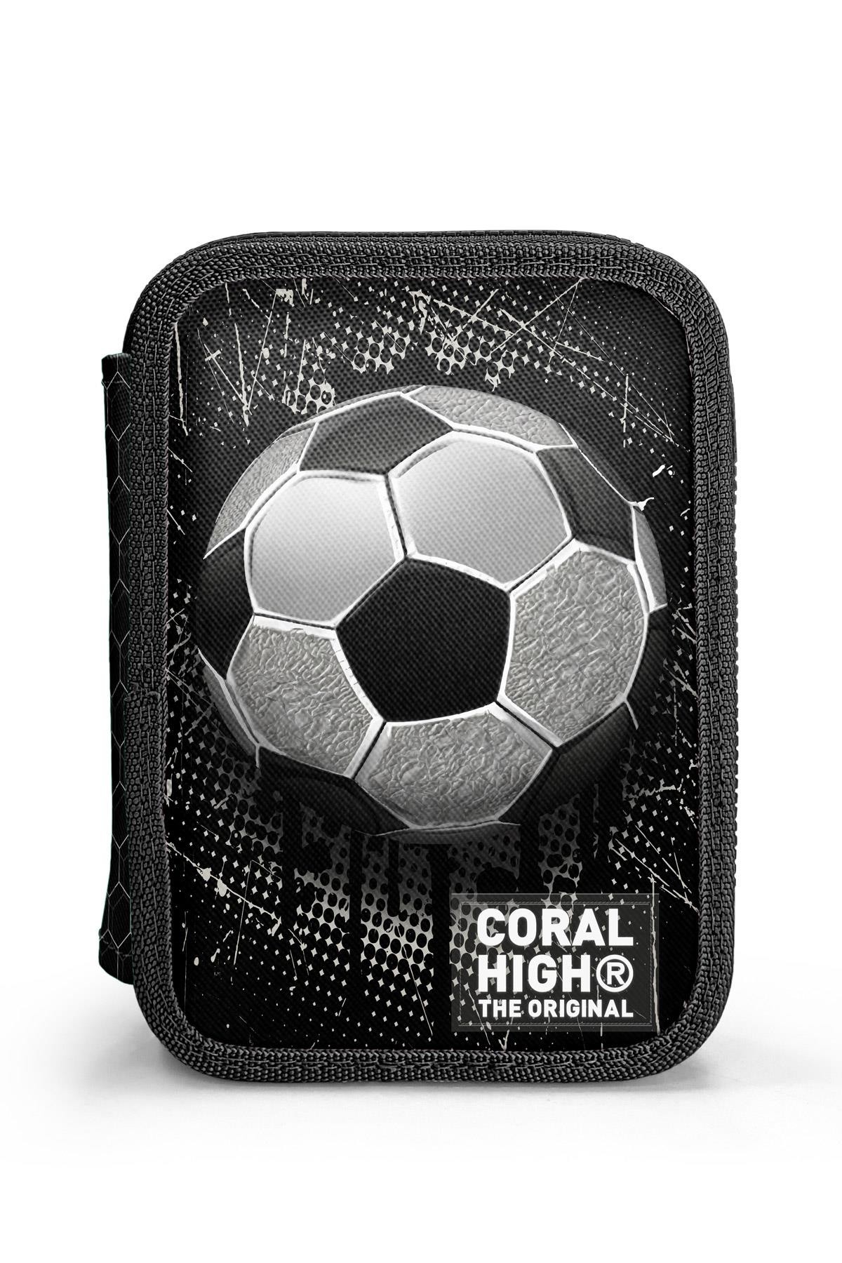 Coral High Kids Futbol Desenli Çift Katlı Kalem Çanta 11153  