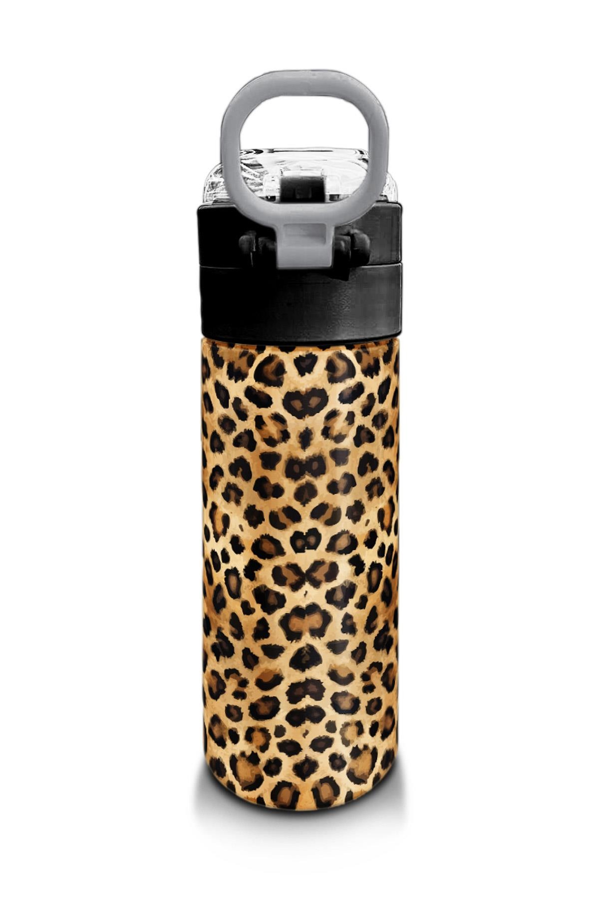Coral High Kids Kahverengi Leopar Desenli Pipetli ve Direkt İçim Çelik Termos 500 ml 31881