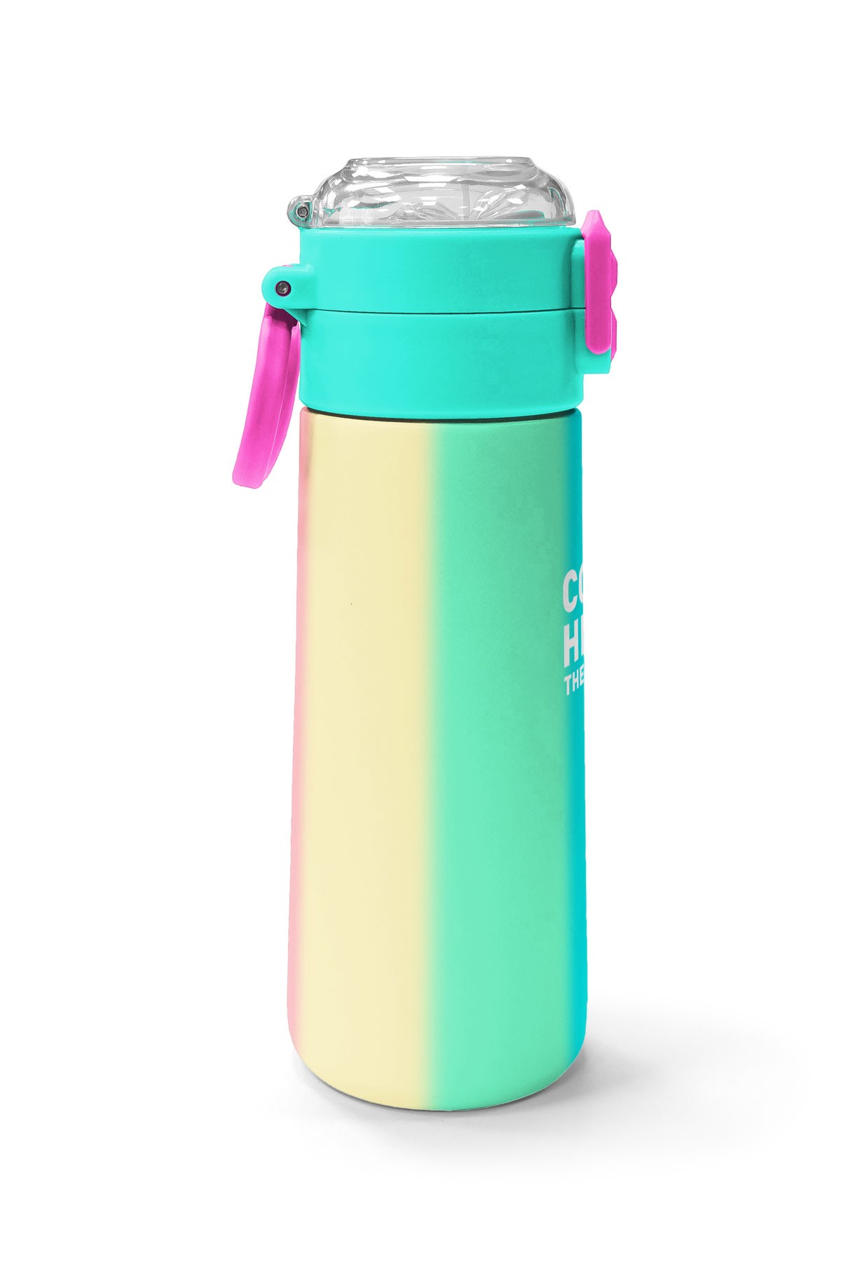 Coral High Kids Renkli Çizgili Pipetli ve Direkt İçim Çelik Termos 500 ml 31844