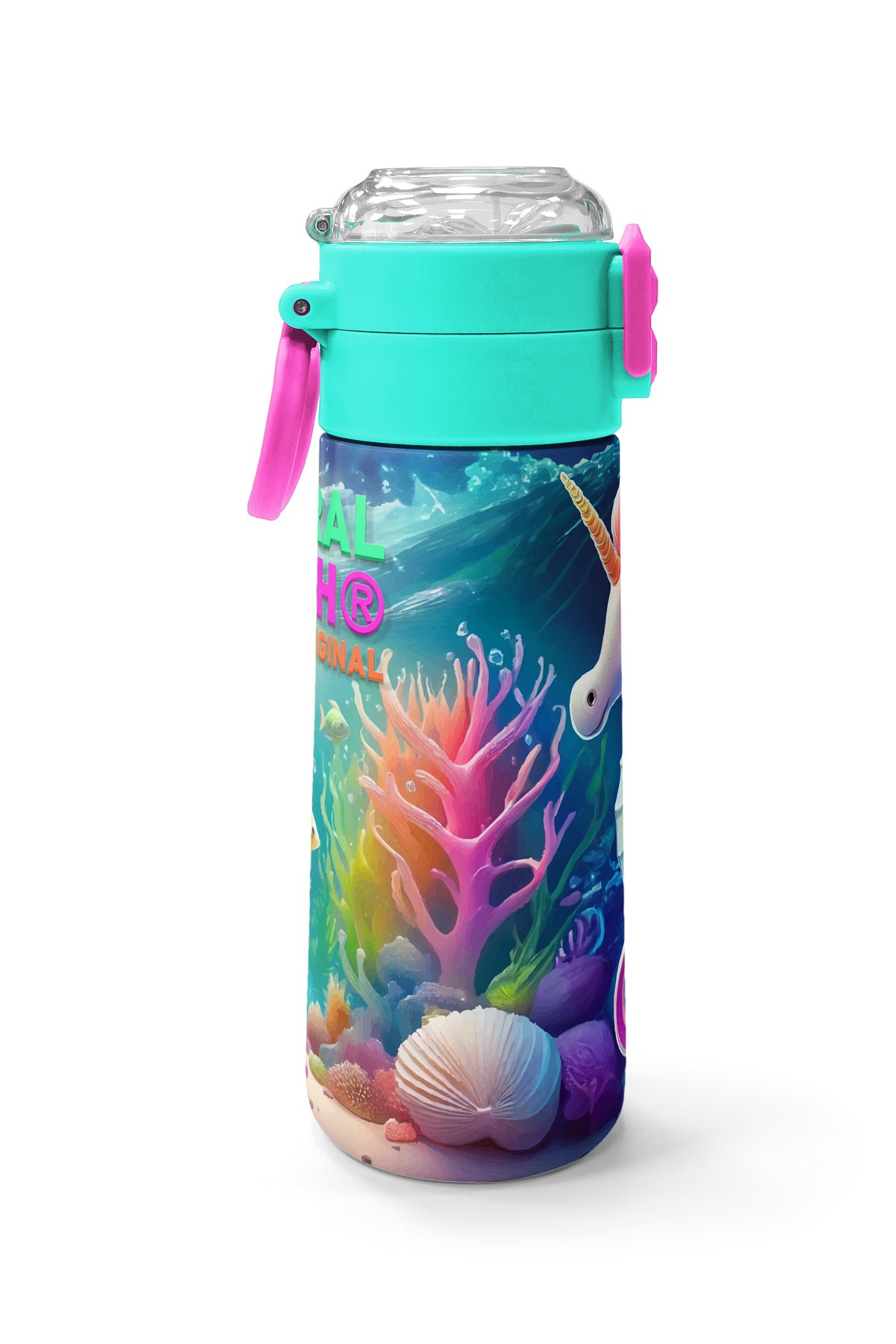 Coral High Kids Denizatı Desenli Pipetli ve Direkt İçim Çelik Termos 500 ml 31988
