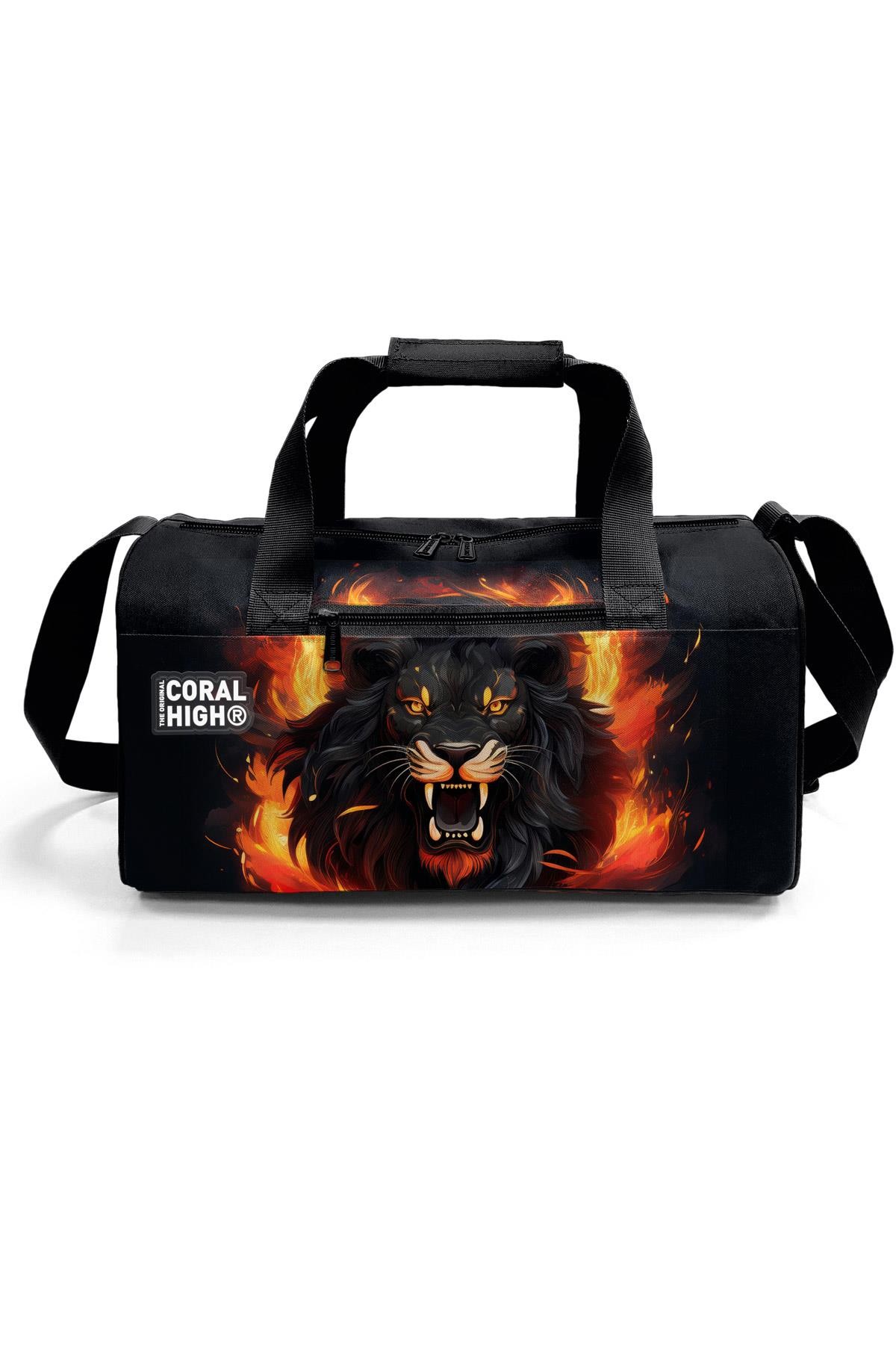 Coral High Siyah Aslan Desenli Spor Çantası 27540