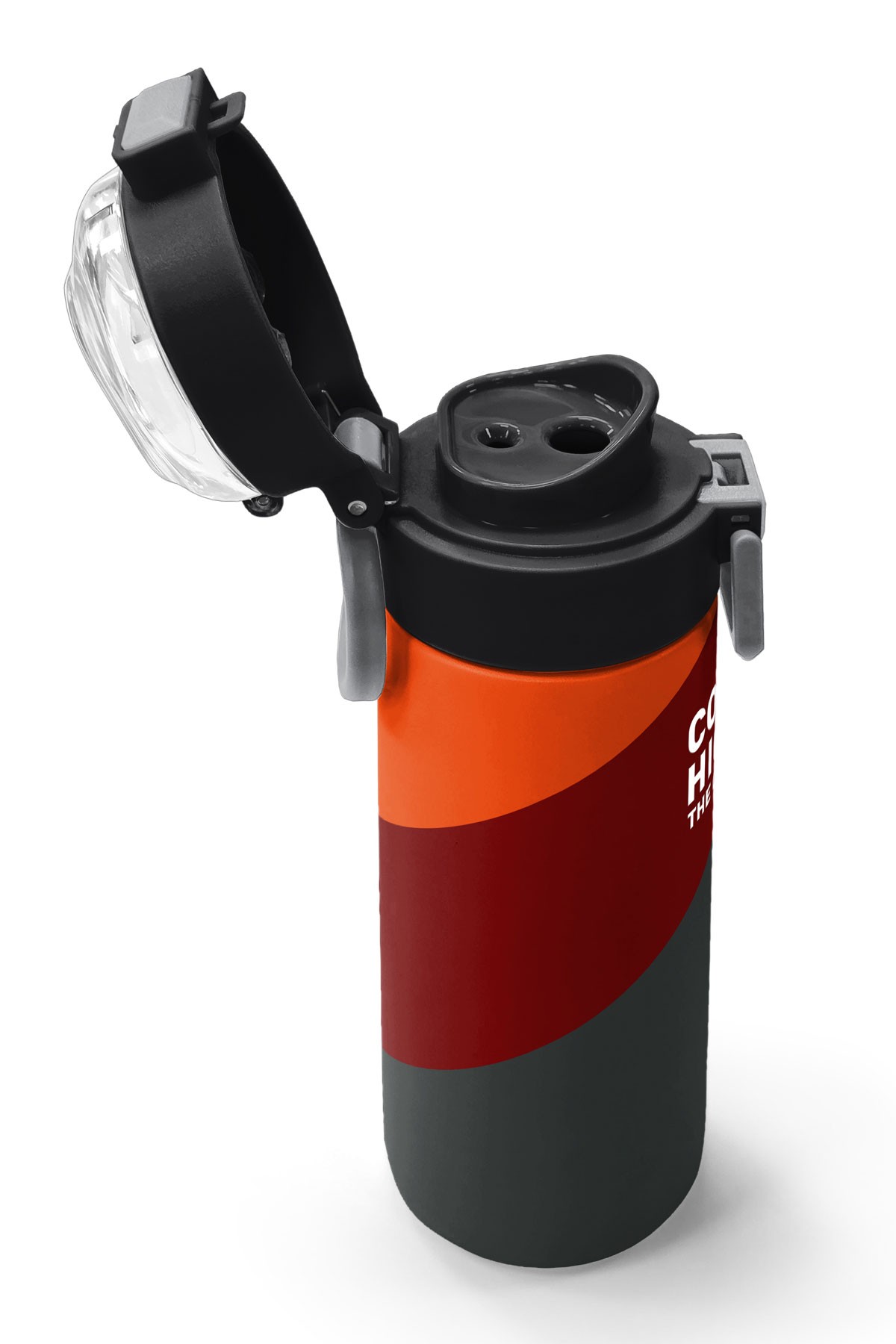 Coral High Kids Turuncu Bordo Desenli Pipetli ve Direkt İçim Çelik Termos 500 ml 31892