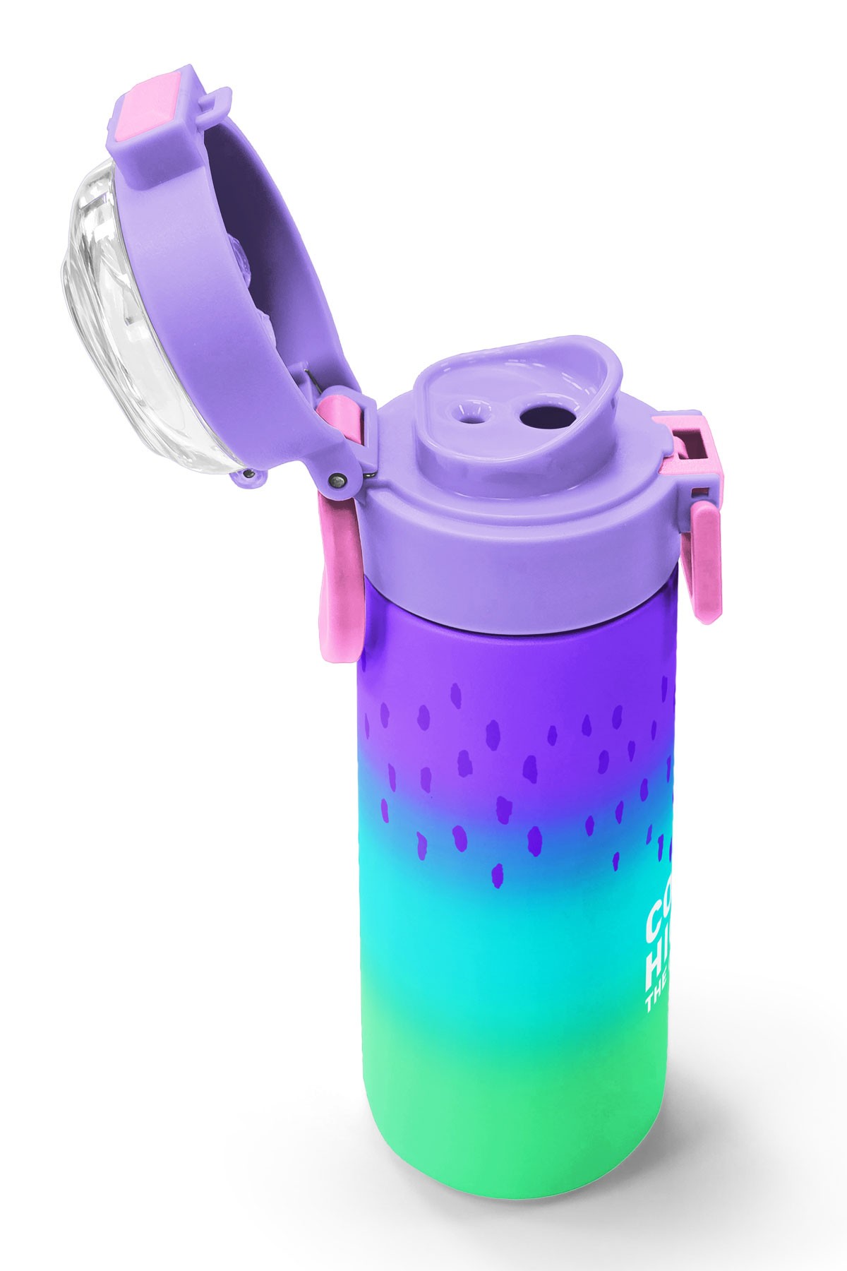 Coral High Kids Mor Lila Renk Geçişli Pipetli ve Direkt İçim Çelik Termos 500 ml 31850