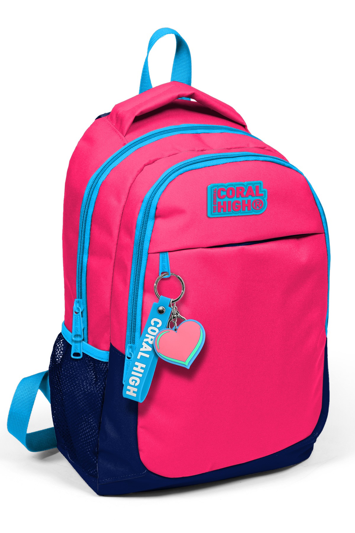 Coral High Kids Neon Mercan-Lacivert Üç Bölmeli Okul Sırt Çantası 14392