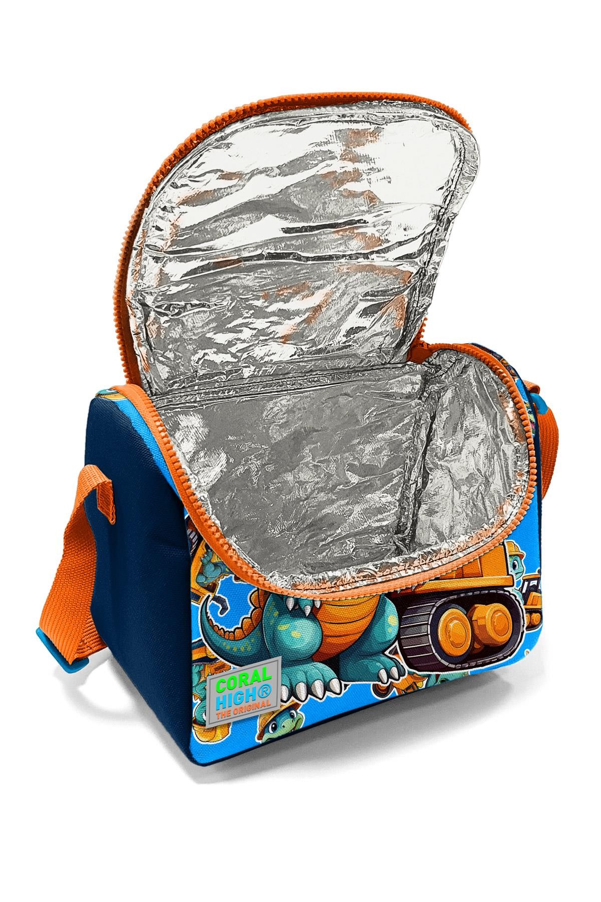 Coral High Kids Mavi Turuncu Dinozor Desenli Thermo Beslenme Çantası 12793