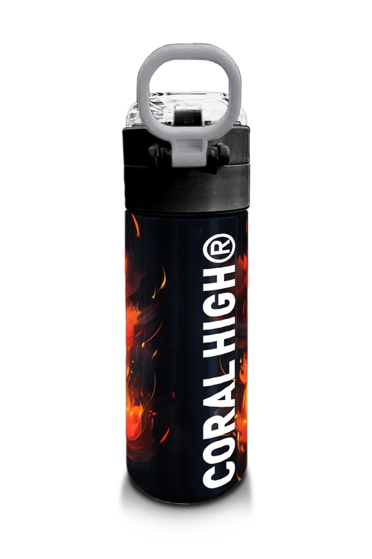 Coral High Kids Siyah Aslan Desenli Pipetli ve Direkt İçim Çelik Termos 500 ml 31871