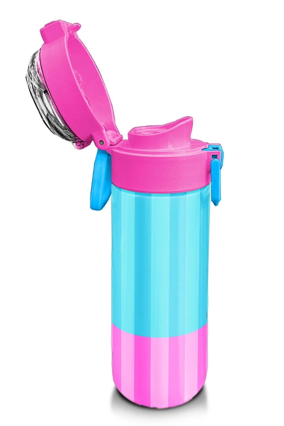 Coral High Kids Renkli Çizgili Desenli Pipetli ve Direkt İçim Çelik Termos 500 ml 31987