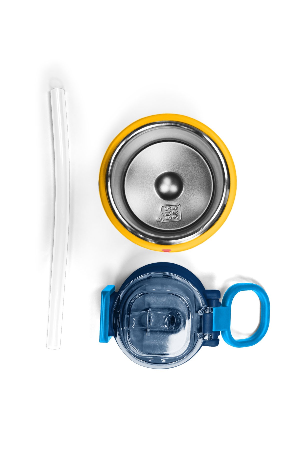 Coral High Kids Lacivert Çivit Robot Desenli Pipetli ve Direkt İçim Çelik Termos 500 ml 31918