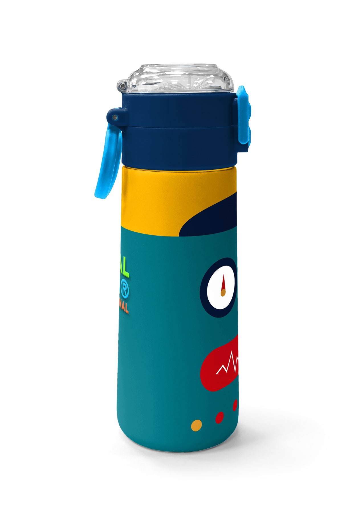 Coral High Kids Lacivert Çivit Robot Desenli Pipetli ve Direkt İçim Çelik Termos 500 ml 31918