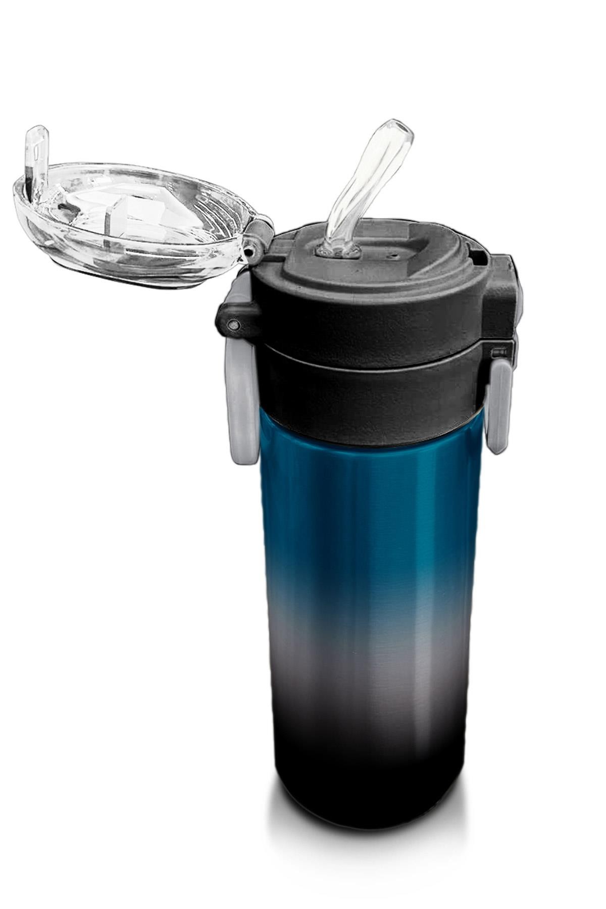 Coral High Kids Nefti Gri Renk Geçişli Pipetli ve Direkt İçim Çelik Termos 500 ml 31855