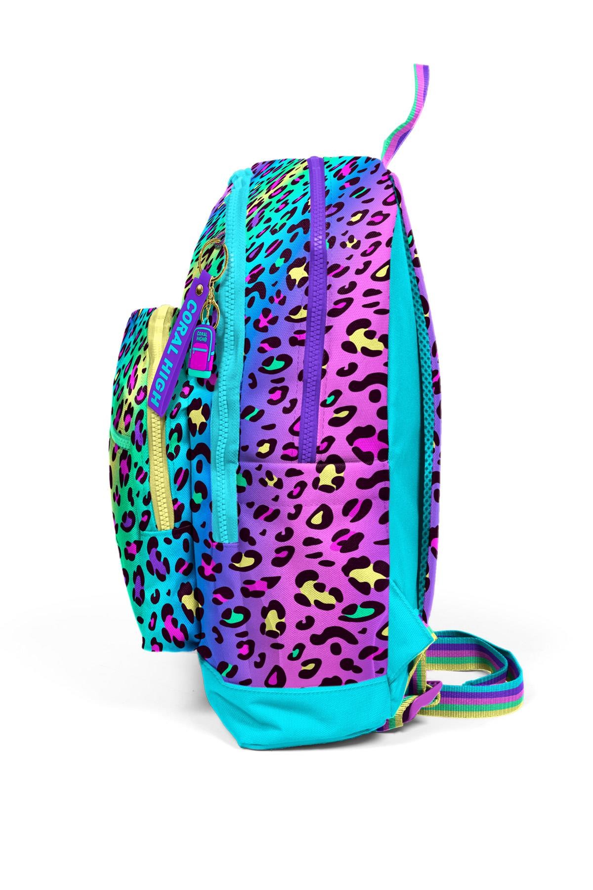 Coral High Kids Renkli Leopar Desenli Okul Sırt Çantası 23769