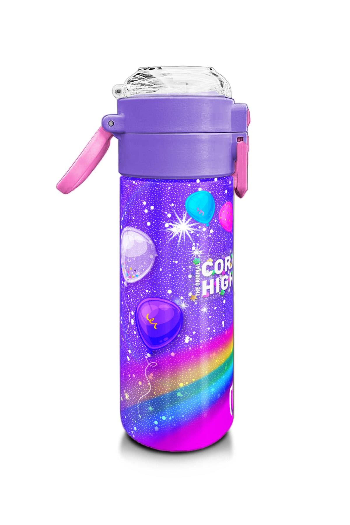 Coral High Kids Mor Unicorn Desenli Pipetli ve Direkt İçim Çelik Termos 500 ml 31837