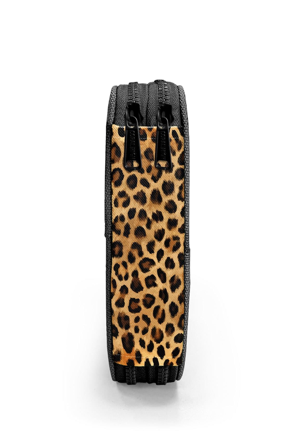 Coral High Kahverengi Leopar Desenli Çift Katlı Kalem Çanta 11147