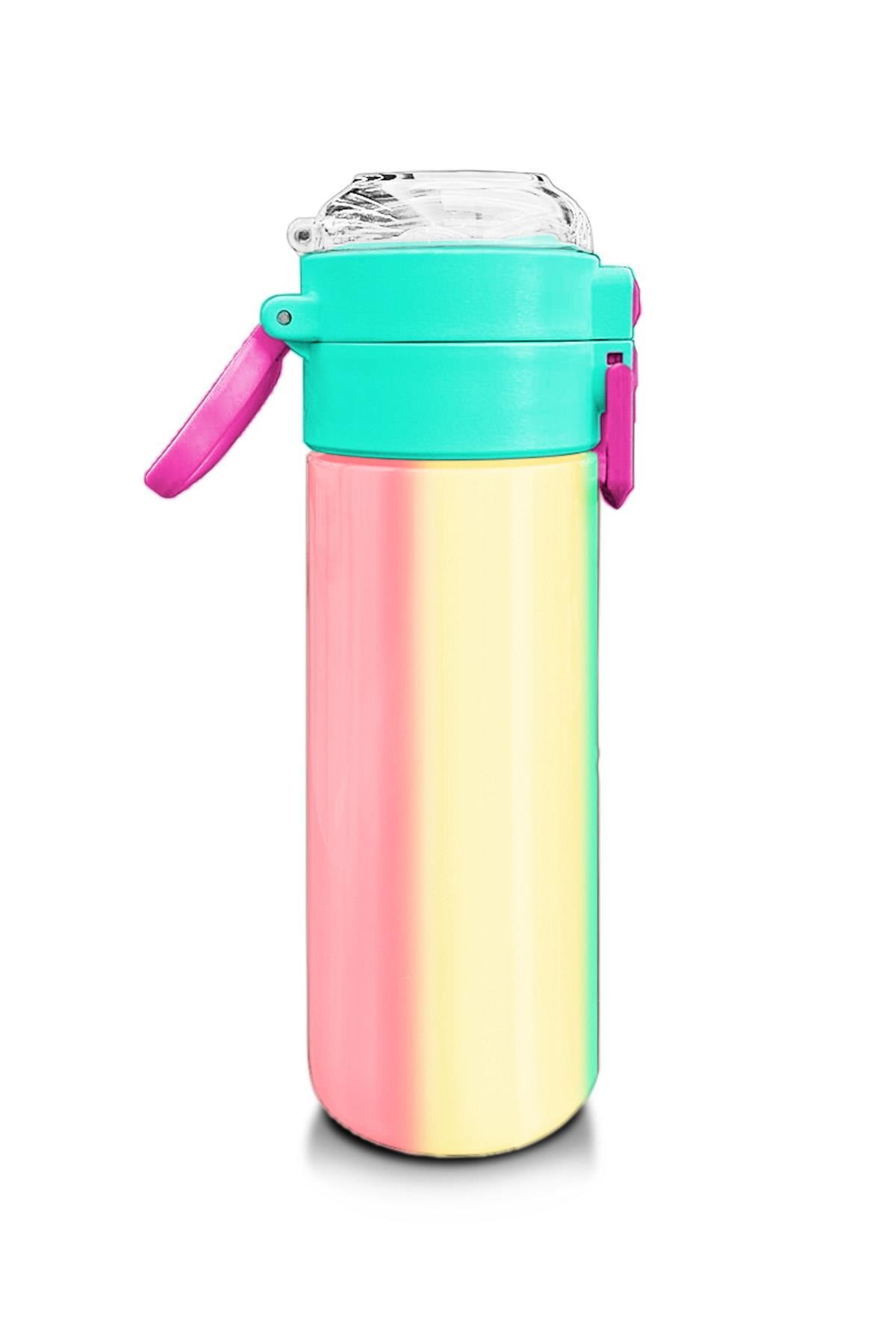 Coral High Kids Renkli Çizgili Pipetli ve Direkt İçim Çelik Termos 500 ml 31844