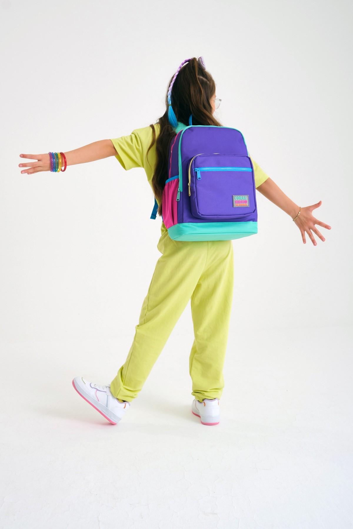 Coral High Kids Mor Renk Detaylı Dört Bölmeli Okul Sırt Çantası 23734