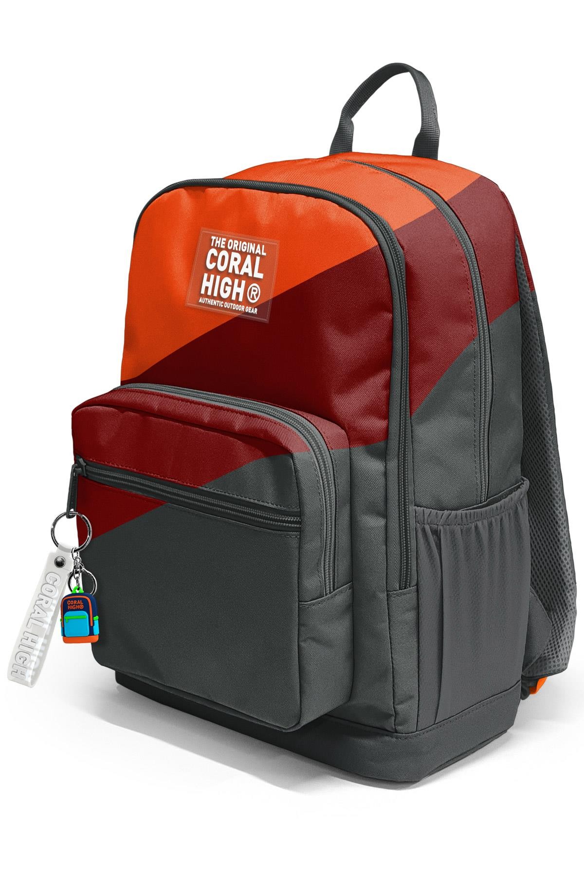 Coral High Koyu Gri Turuncu Bordo Renkli Okul Sırt Çantası 23692