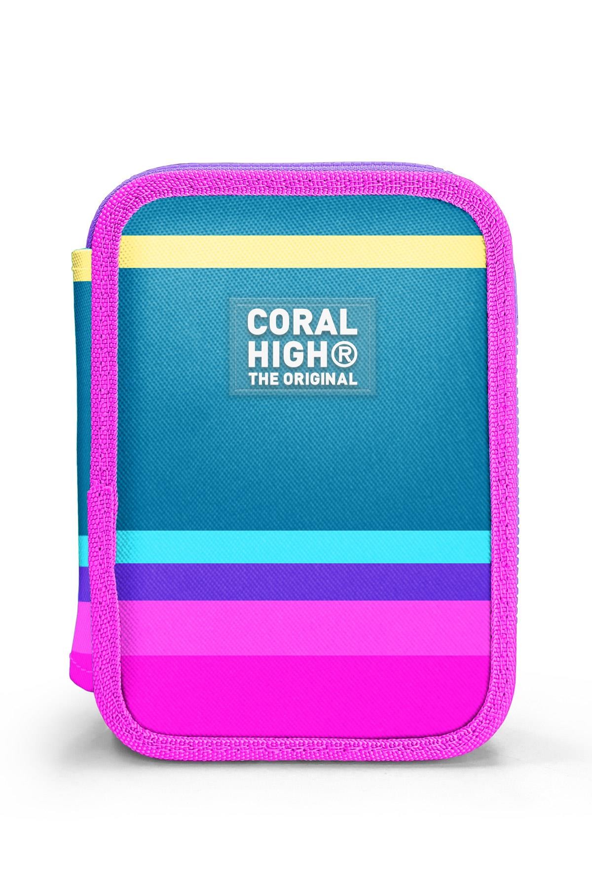 Coral High Kids Pembe Pastel Renkli Çift Katlı Kalem Çanta 11136