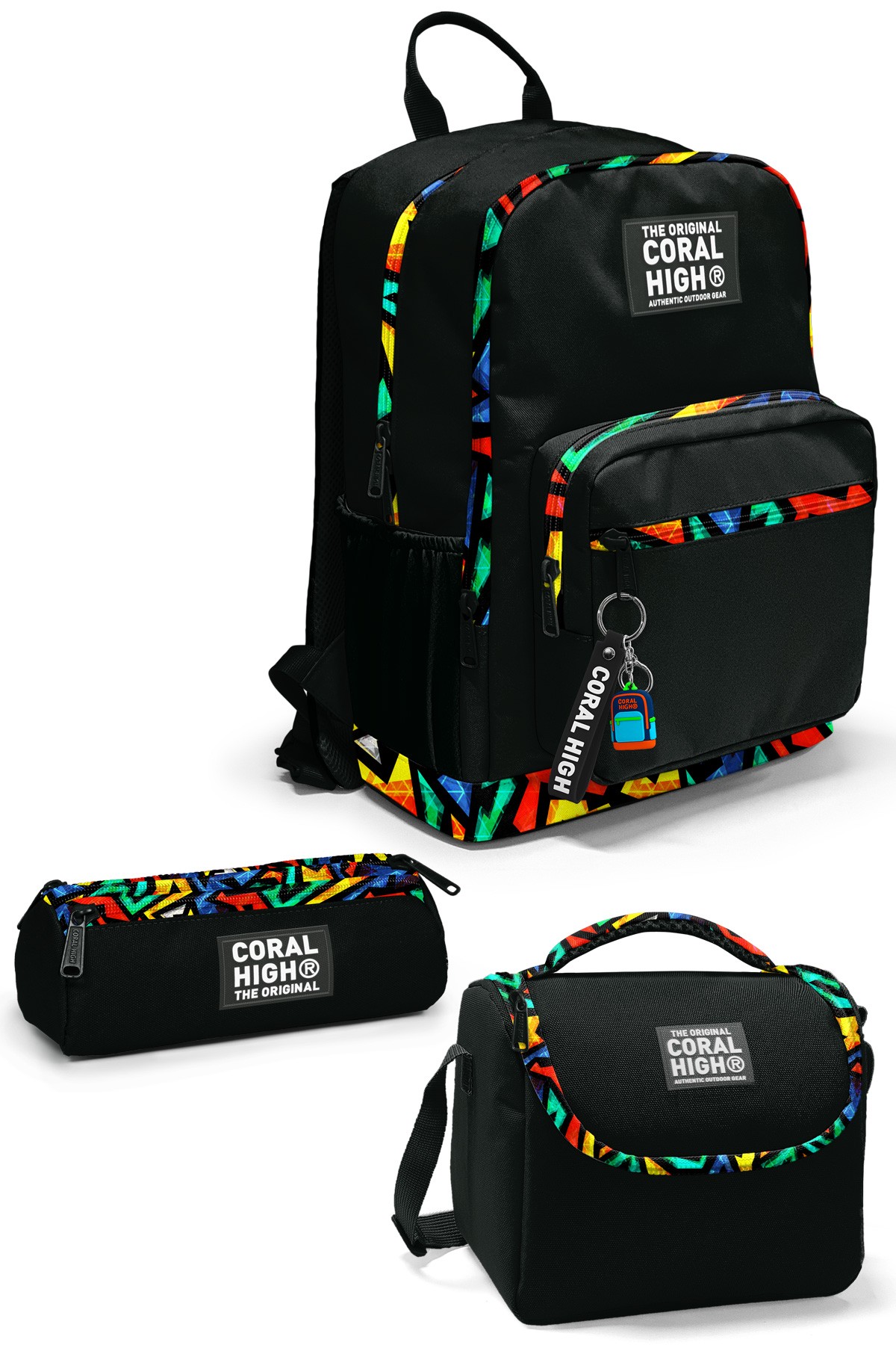 Coral High Siyah Grafiti Desenli 3’lü Okul Çanta Seti SET0123633