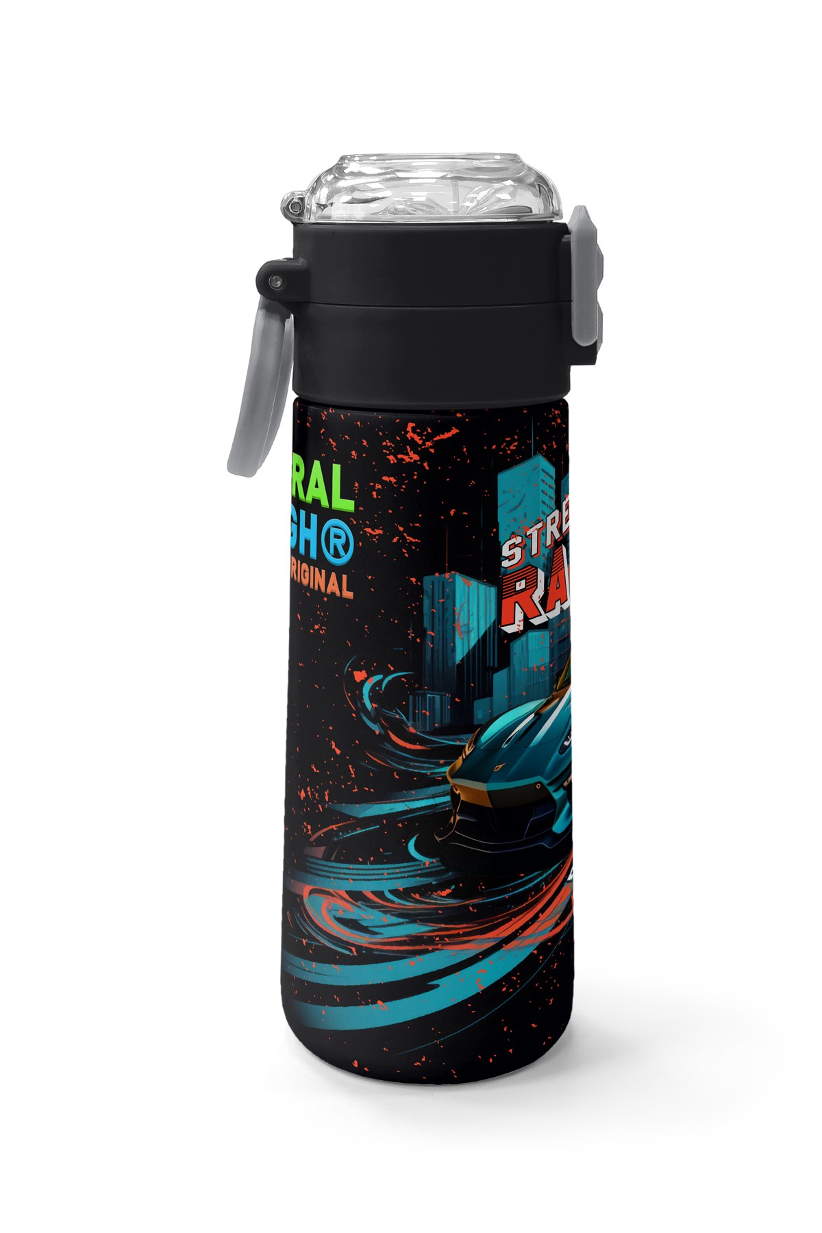 Coral High Kids Nefti Yarış Arabası Desenli Pipetli ve Direkt İçim Çelik Termos 500 ml 31966