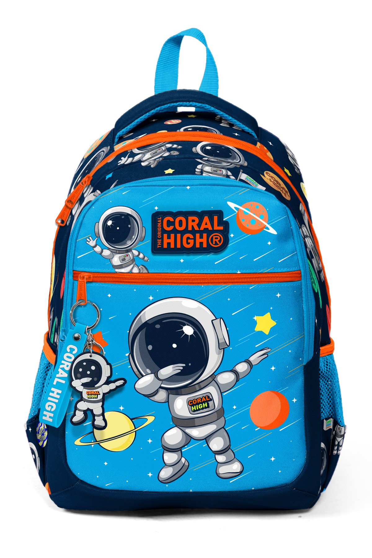 Coral High Kids Lacivert Mavi Astronot Desenli Üç Bölmeli Okul Sırt Çantası 23486