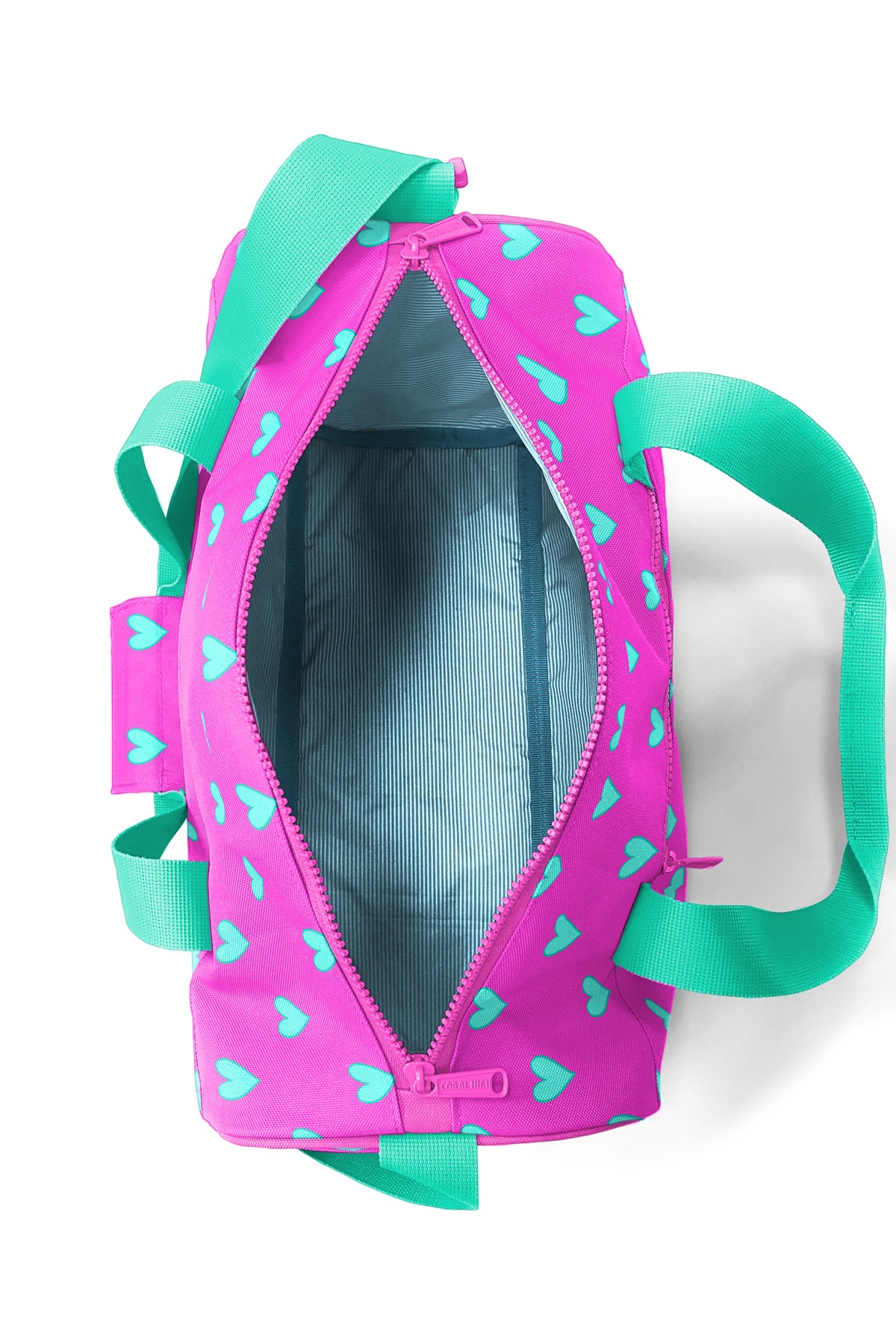 Coral High Neon Pembe Su Yeşili Kalp Desenli Spor Çantası 27513