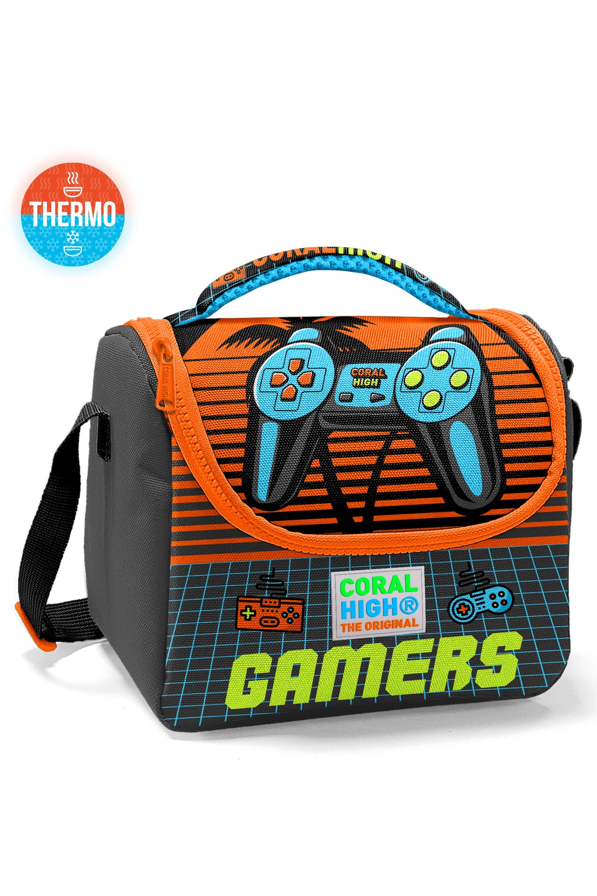 Coral High Kids Gri Turuncu Gamer Desenli Thermo Beslenme Çantası 11746