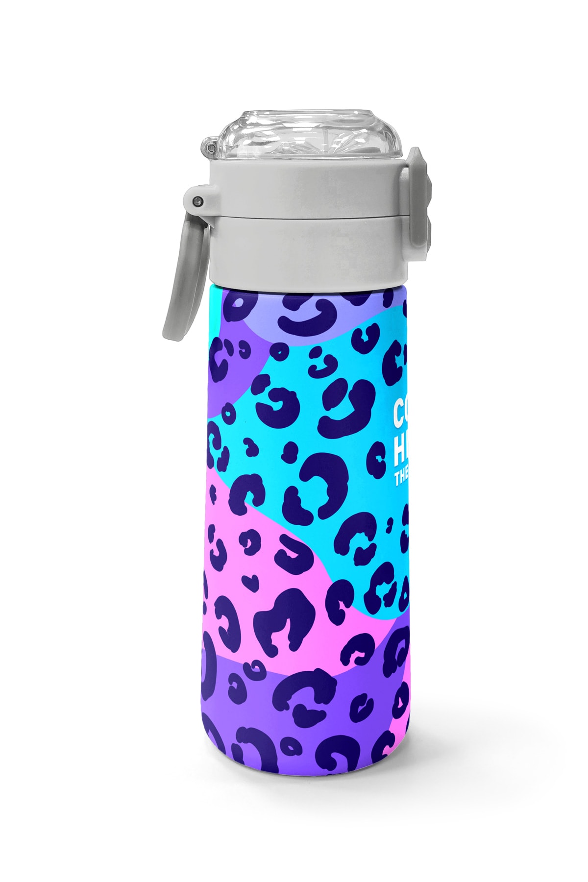 Coral High Kids Mor Leopar Desenli Pipetli ve Direkt İçim Çelik Termos 500 ml 31846