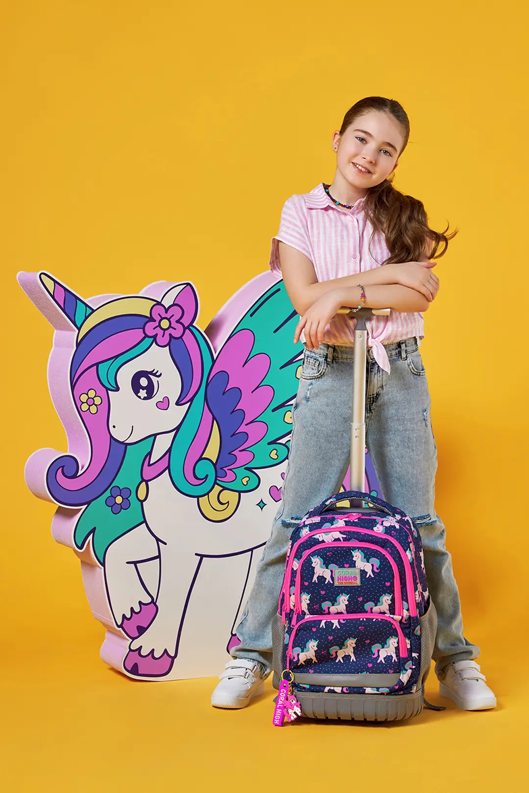 Coral High Kids Unicorn Desenli, Lacivert Renkli, İki Kademe