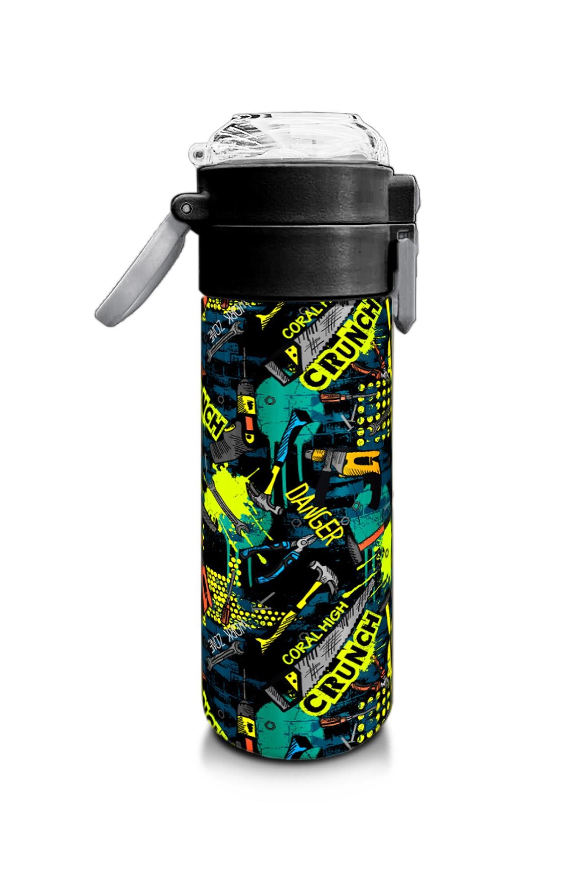 Coral High Kids Nefti Siyah Tamir Seti Desenli Pipetli ve Direkt İçim Çelik Termos 500 ml 31974