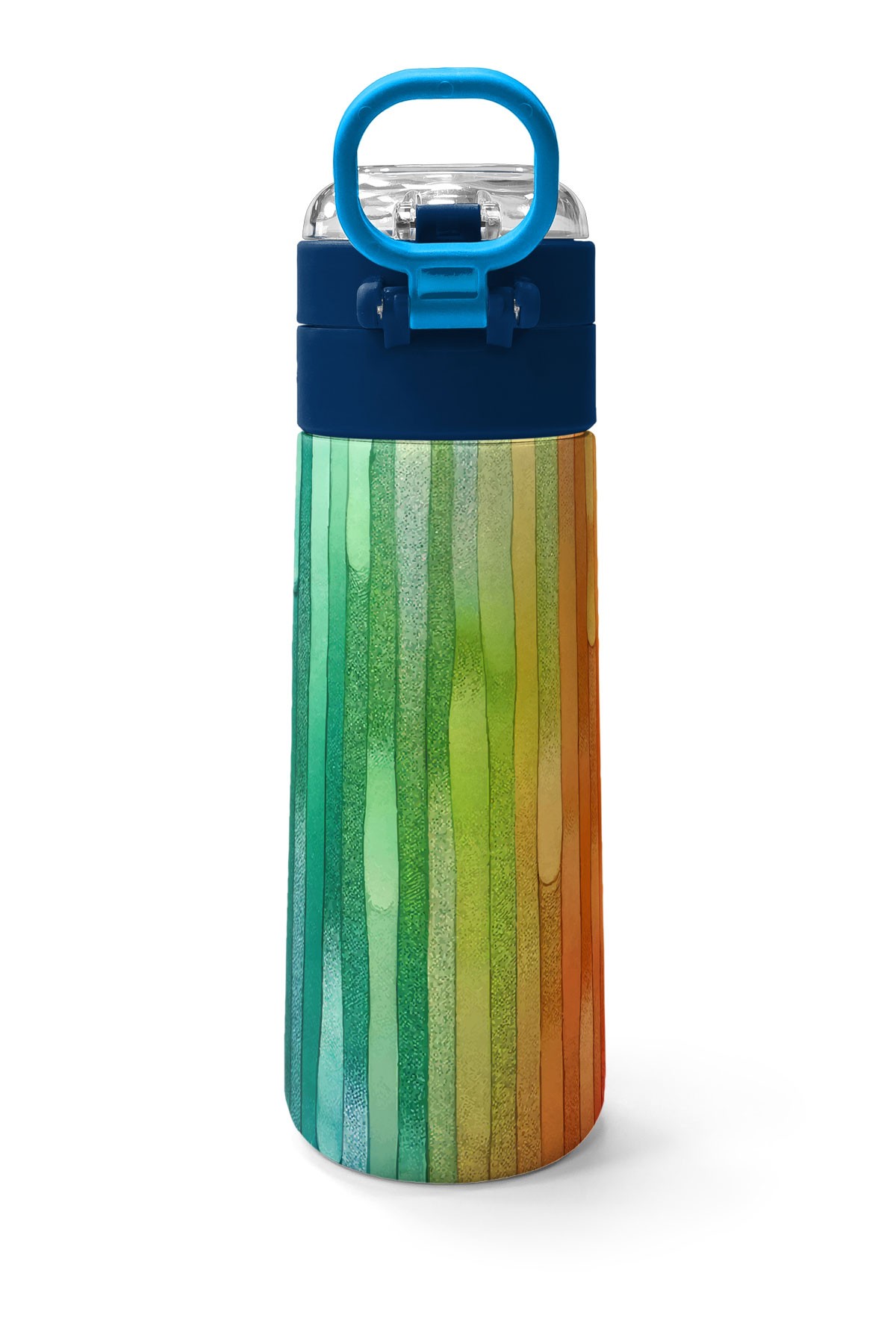 Coral High Kids Lacivert Renkli Çizgili Desenli Pipetli ve Direkt İçim Çelik Termos 500 ml 31890