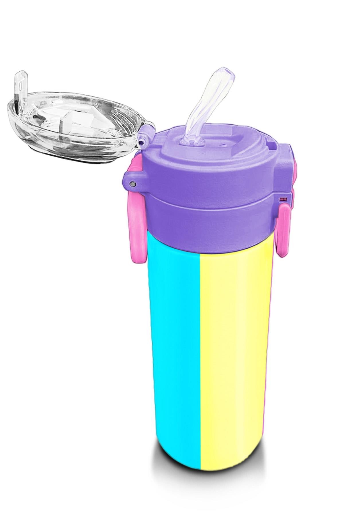 Coral High Kids Çok Renkli Desenli Pipetli ve Direkt İçim Çelik Termos 500 ml 31876
