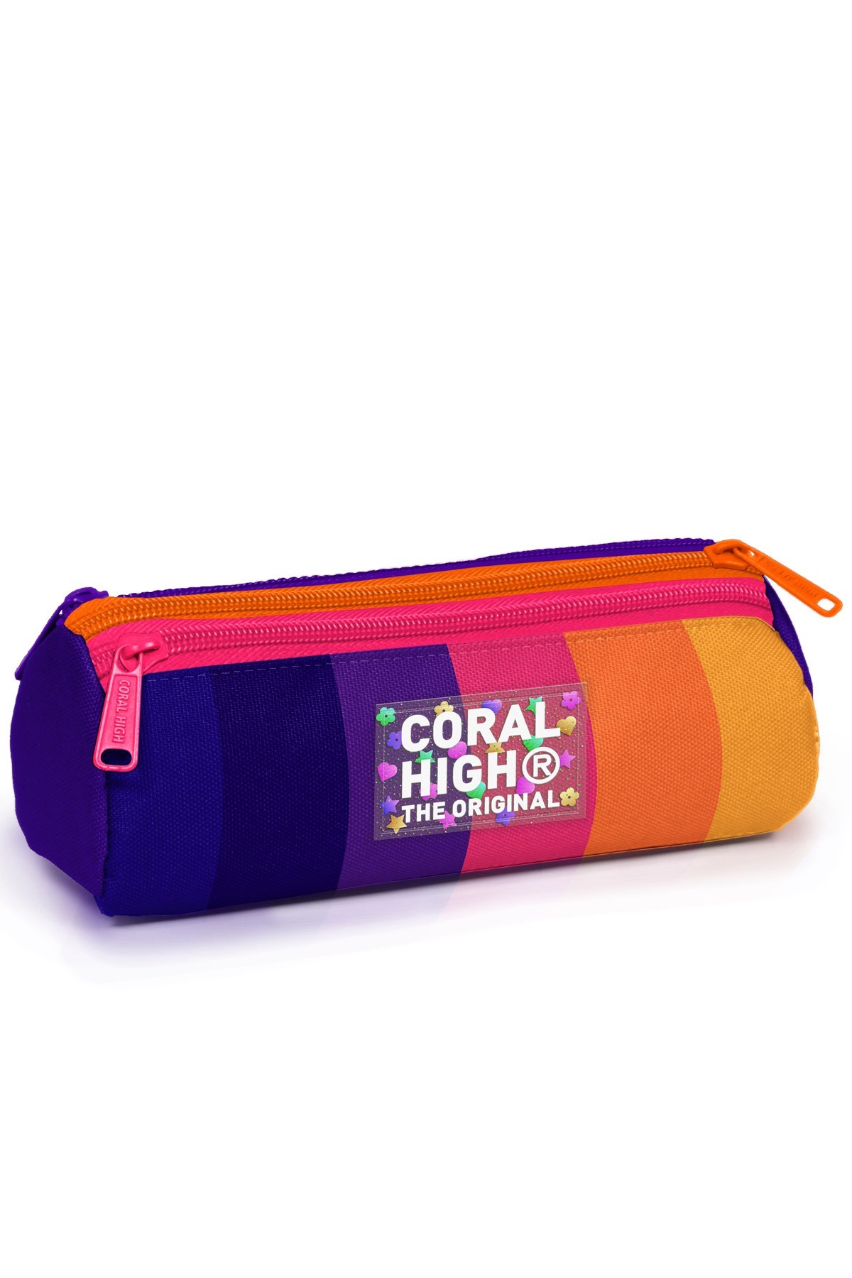 Coral High Kids Renkli Çizgili Üç Bölmeli Kalem Çantası 11174