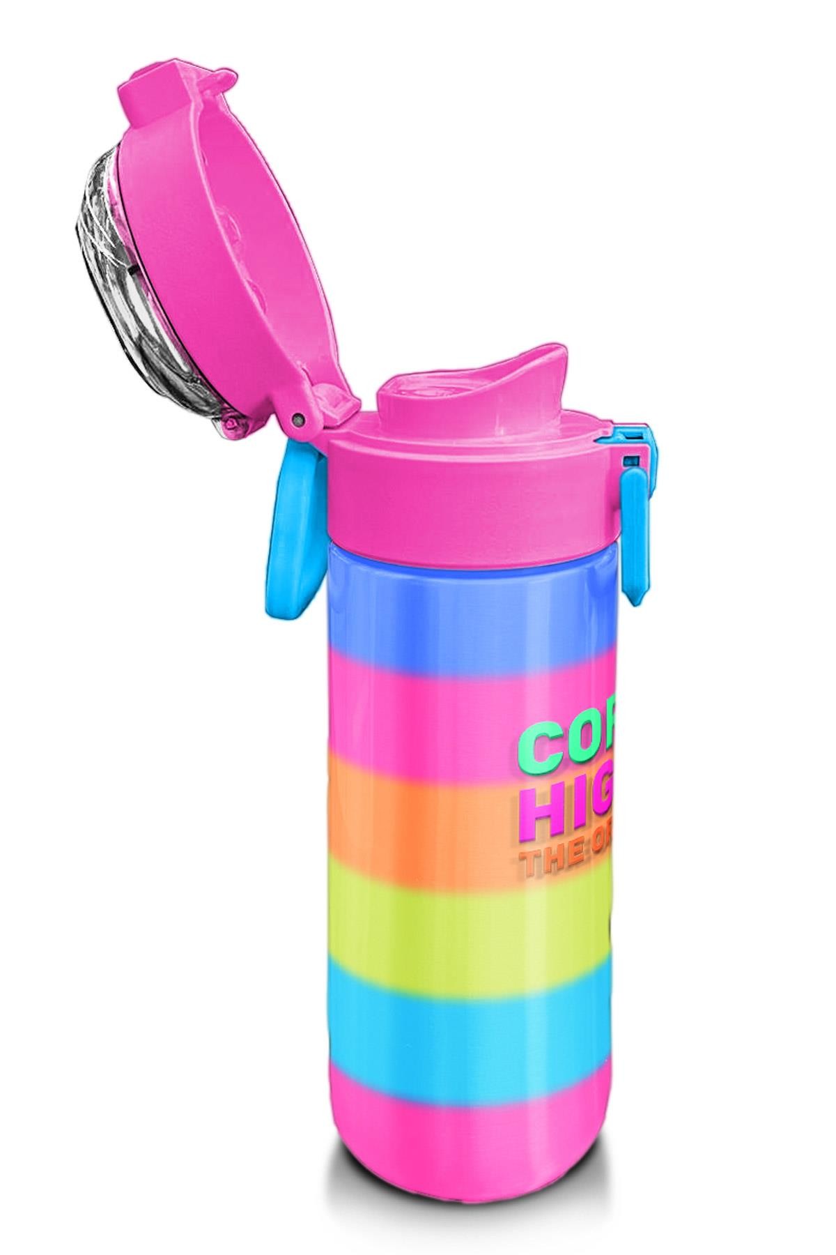 Coral High Kids Renkli Çizgili Pipetli ve Direk İçimli Paslanmaz Çelik Termos 500 ML 31986