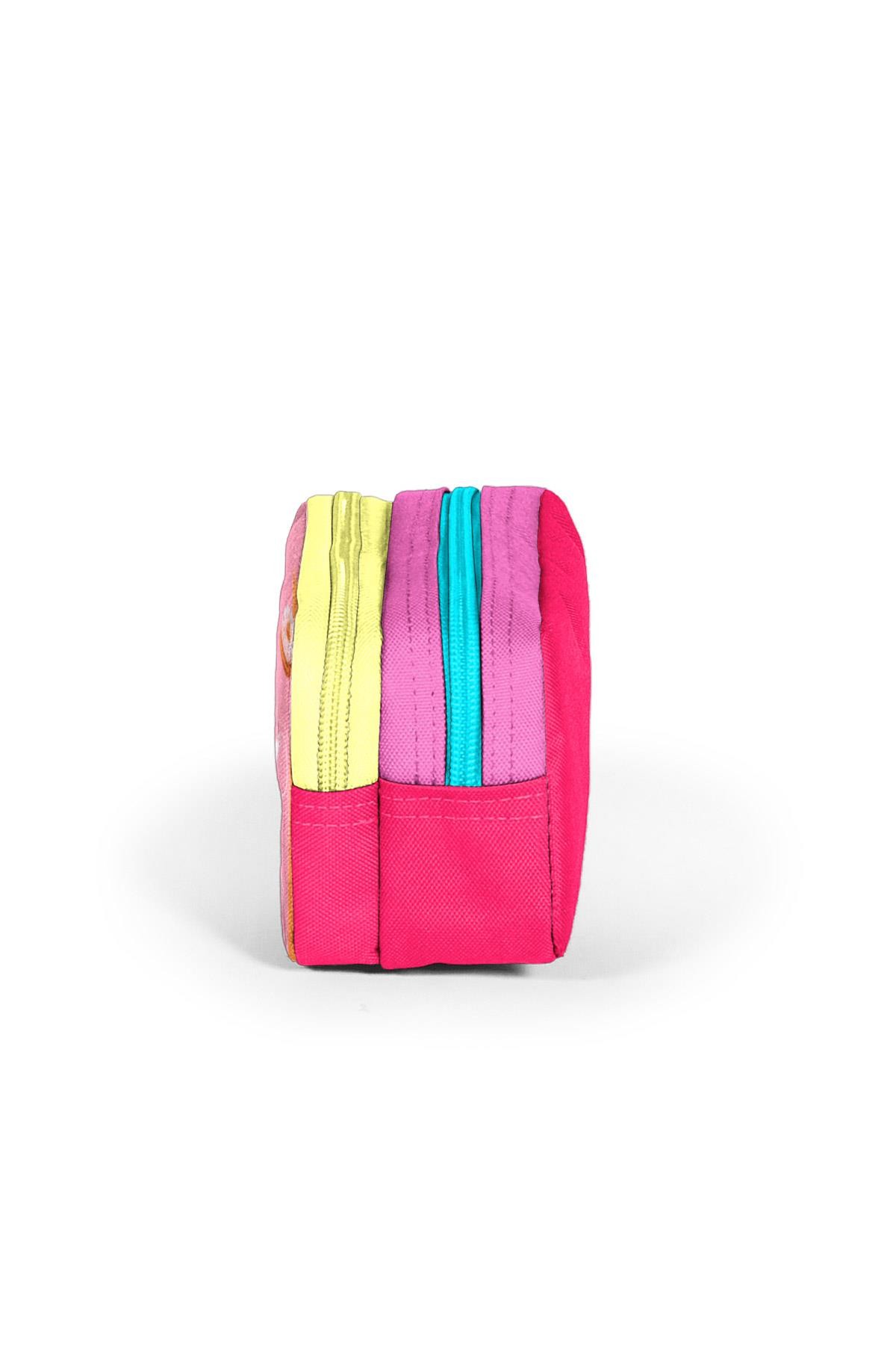 Coral High Kids Pembe Neon Mercan Fashion Girl Desenli İki Bölmeli Kalem Çantası 22144