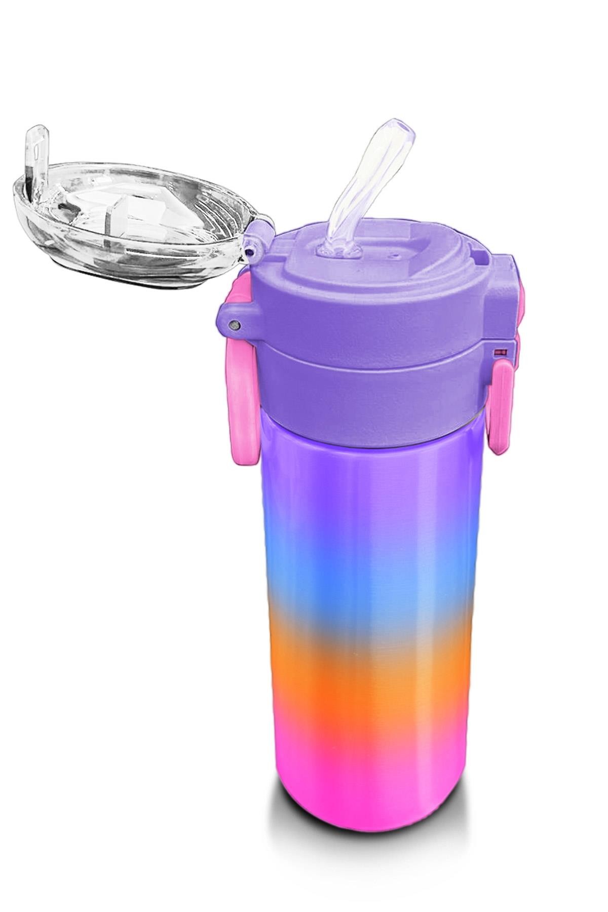 Coral High Kids Renk Geçişli Desenli Pipetli ve Direkt İçim Çelik Termos 500 ml 31875