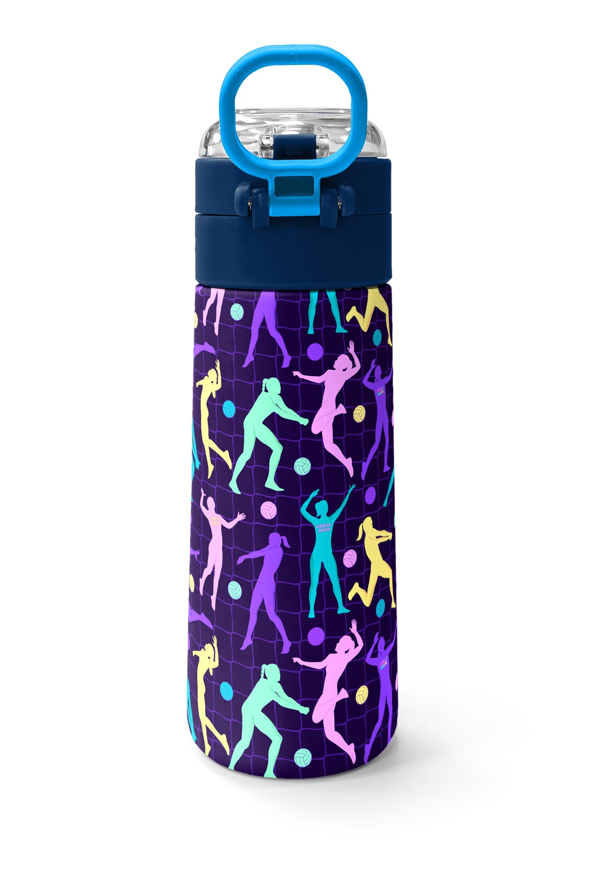 Coral High Kids Mor Voleybol Desenli Pipetli ve Direkt İçim Çelik Termos 500 ml 31849