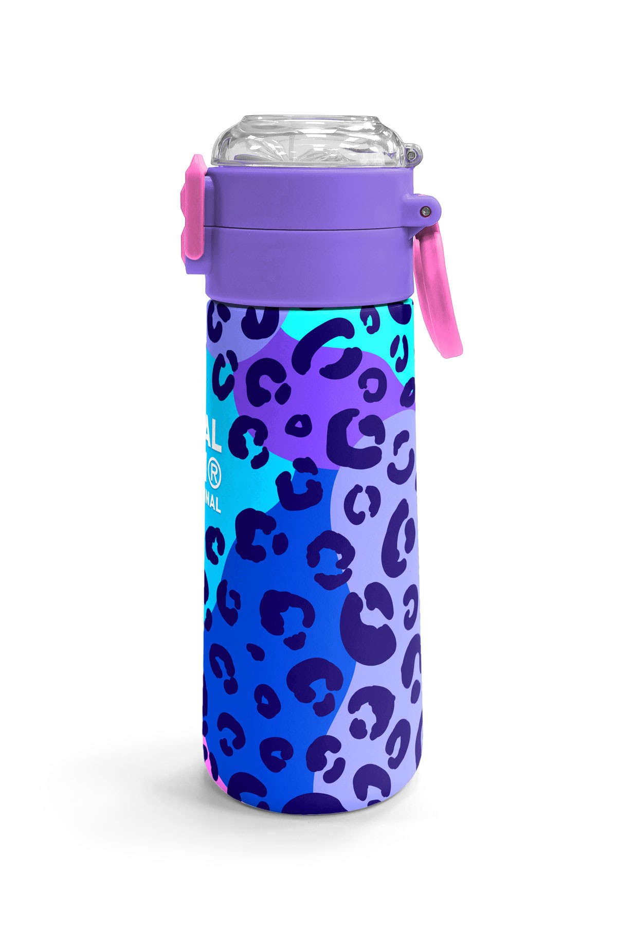 Coral High Kids Mor Leopar Desenli Pipetli ve Direkt İçim Çelik Termos 500 ml 31846