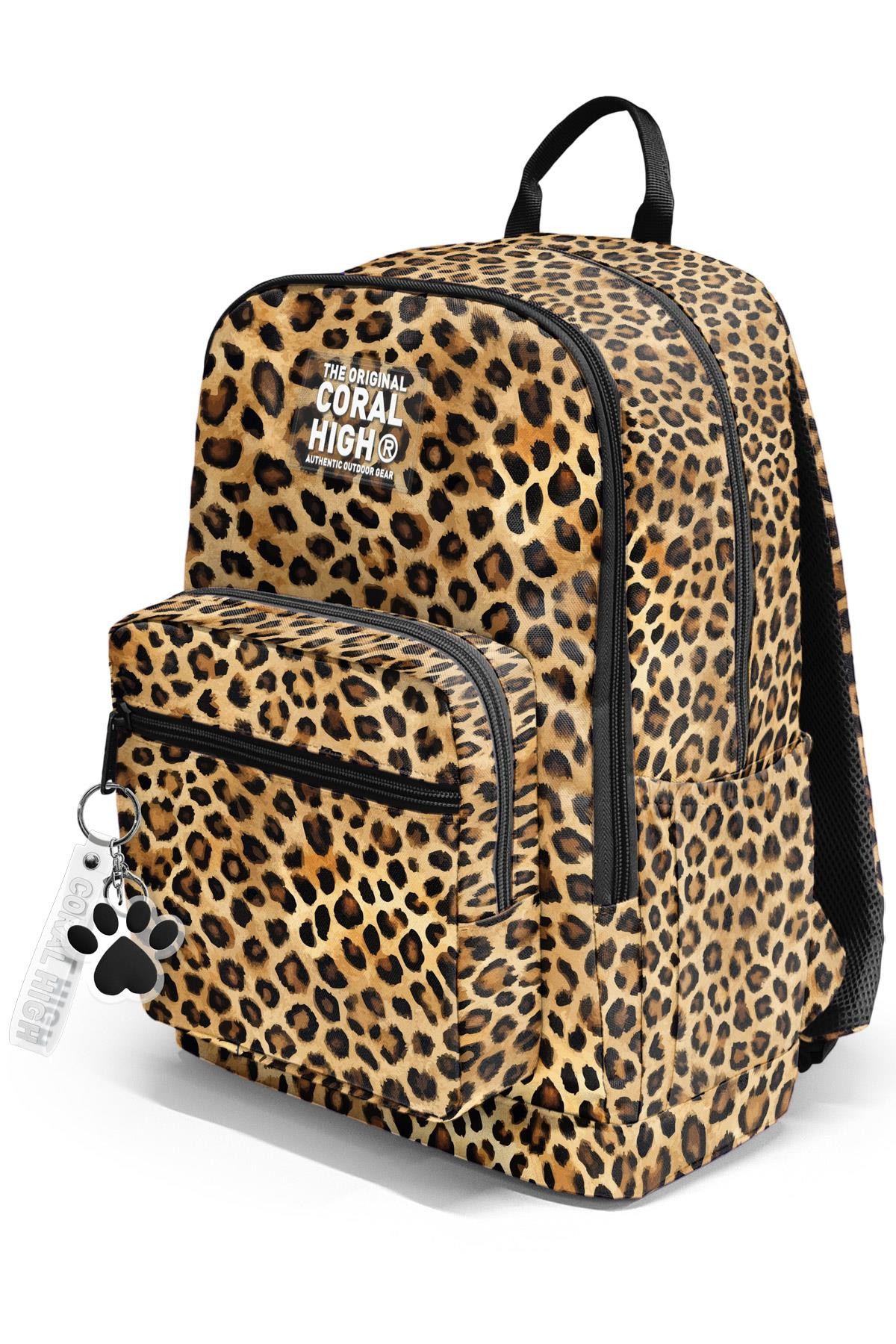 Coral High Kahverengi Leopar Desenli Okul Sırt Çantası 23681