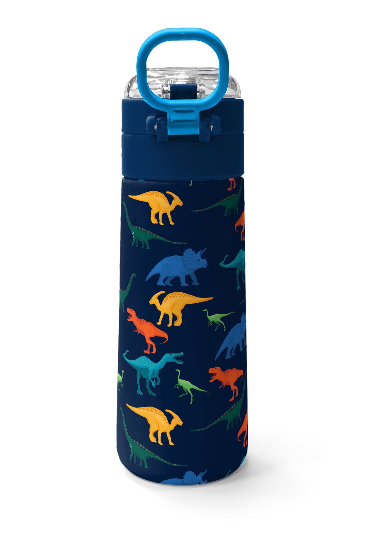 Coral High Kids Lacivert Mavi Dinozor Desenli Pipetli ve Direkt İçim Çelik Termos 500 ml 31907
