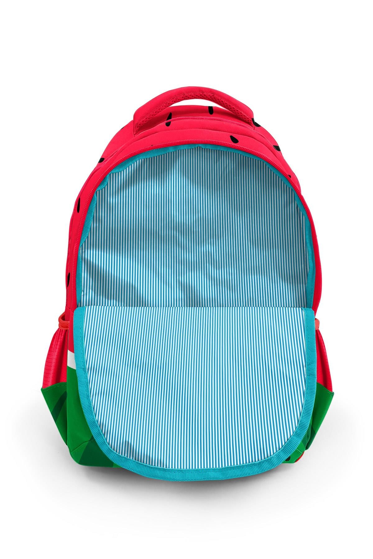 Coral High Kids Kırmızı Yeşil Karpuz Desenli Üç Bölmeli Okul Sırt Çantası 14428
